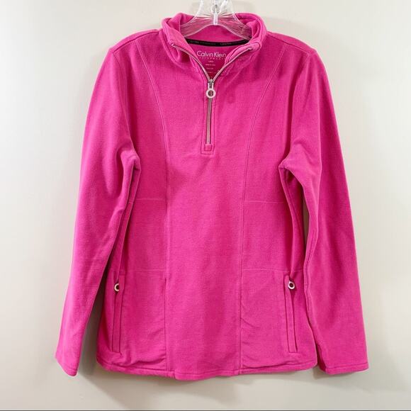 Calvin Klein Pink 1/4 Zip Fleece Jacket - Picture 1 of 8